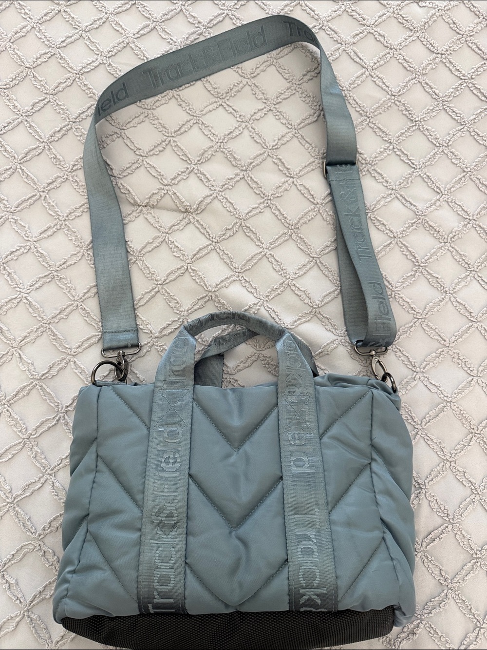 Quilted Dusty Blue Crossbody Tote by